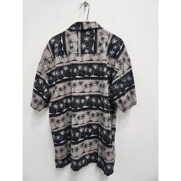 Cactus Black Label Mens Hawaiian Shirt Size XL Tan Black Palm Tree Short Sleeve - Picture 6 of 7